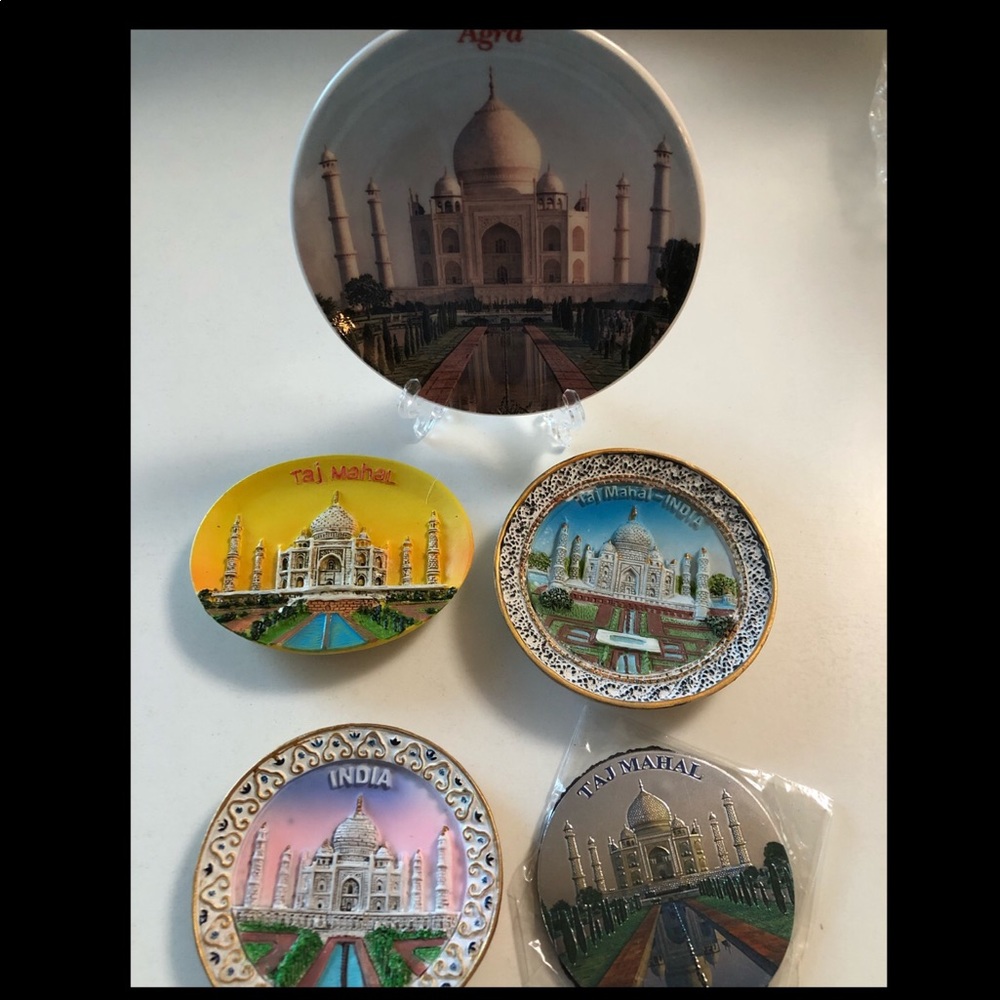 Bundle 5 Brand New-4 New Taj Mahal Magnets & 1 mini decorative plate w/stand 💖
